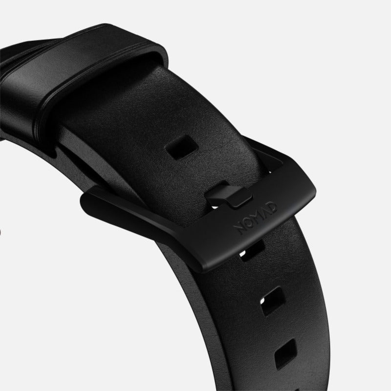 Nomad Modern Band for Apple Watch Ultra 1-3, Series 4-11, SE 44-49mm Black Hardware w/ Horween Leather for Apple Watch - Black - Mac Addict