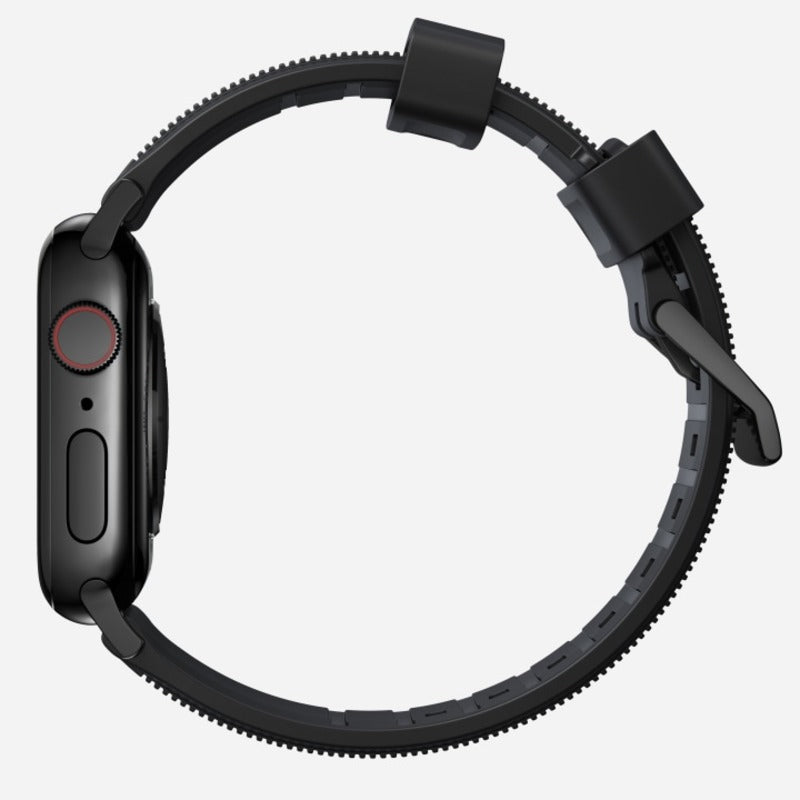 Nomad Rugged Band for Apple Watch Ultra 1-3, Series 4-11, SE 44-49mm Black Hardware Bracelet - Black - Mac Addict
