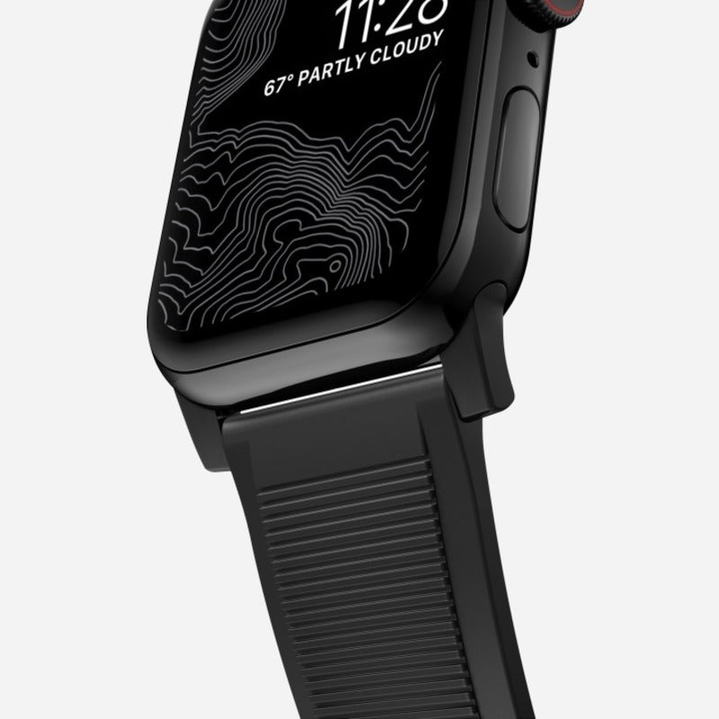 Nomad Rugged Band for Apple Watch Ultra 1-3, Series 4-11, SE 44-49mm Black Hardware Bracelet - Black - Mac Addict