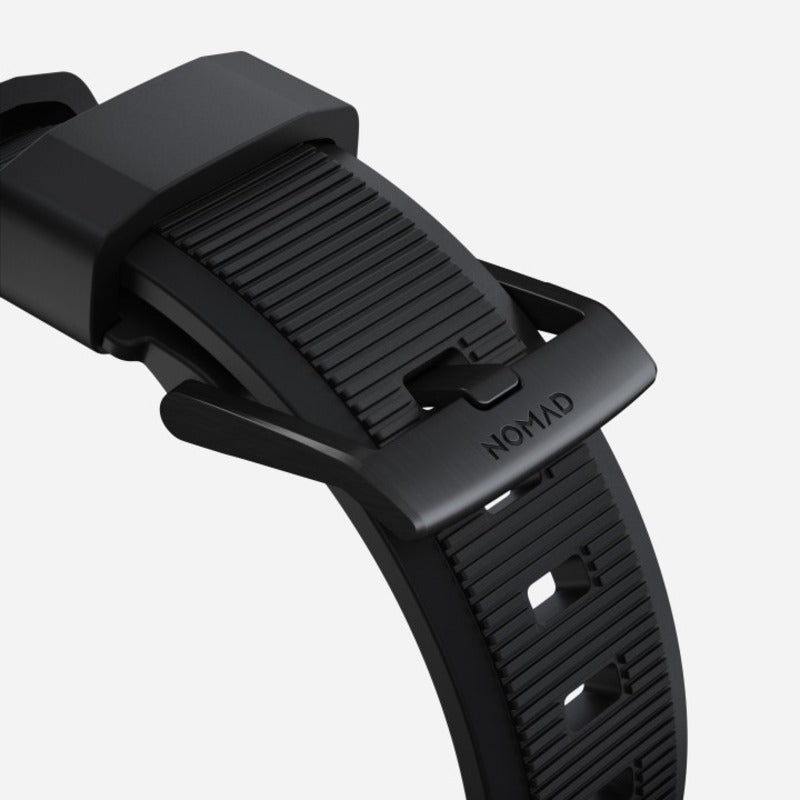 Nomad Rugged Band for Apple Watch Ultra 1-3, Series 4-11, SE 44-49mm Black Hardware Bracelet - Black - Mac Addict