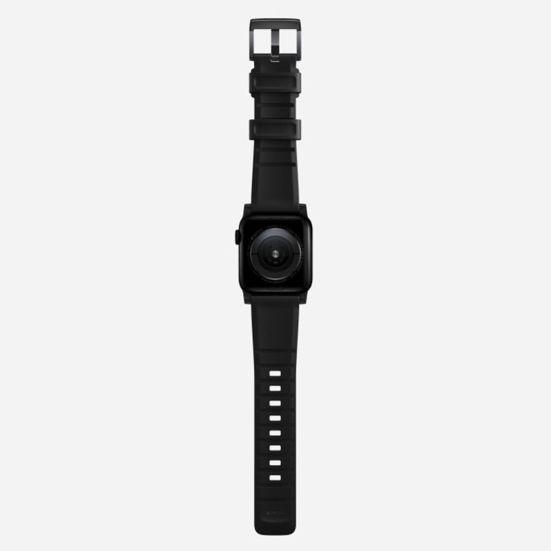 Nomad Rugged Band for Apple Watch Ultra 1-3, Series 4-11, SE 44-49mm Black Hardware Bracelet - Black - Mac Addict