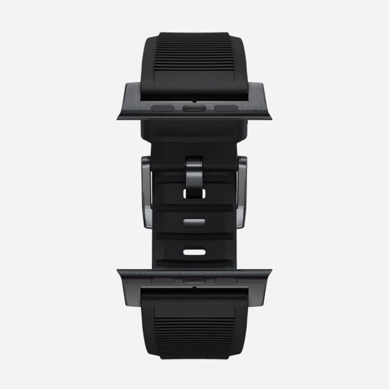 Nomad Rugged Band for Apple Watch Ultra 1-3, Series 4-11, SE 44-49mm Black Hardware Bracelet - Black - Mac Addict