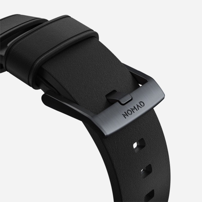 Nomad Active Band Pro for Apple Watch Ultra 1-3, Series 4-11, SE 44-49mm Black Hardware Leather Bracelet - Black - Mac Addict