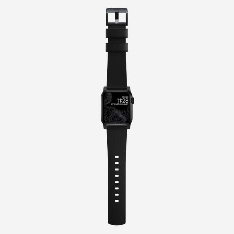 Nomad Active Band Pro for Apple Watch Ultra 1-3, Series 4-11, SE 44-49mm Black Hardware Leather Bracelet - Black - Mac Addict