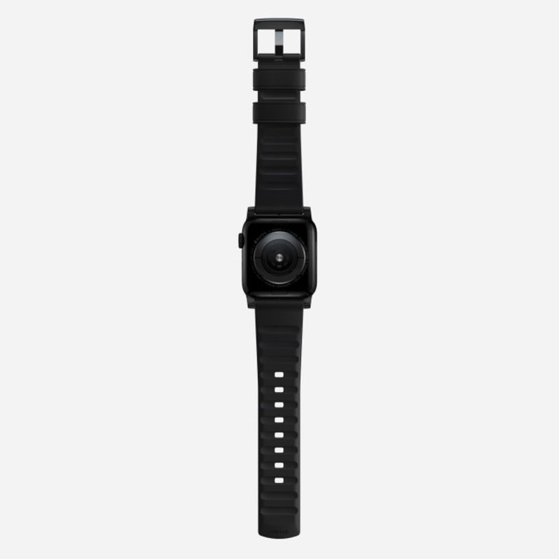 Nomad Active Band Pro for Apple Watch Ultra 1-3, Series 4-11, SE 44-49mm Black Hardware Leather Bracelet - Black - Mac Addict