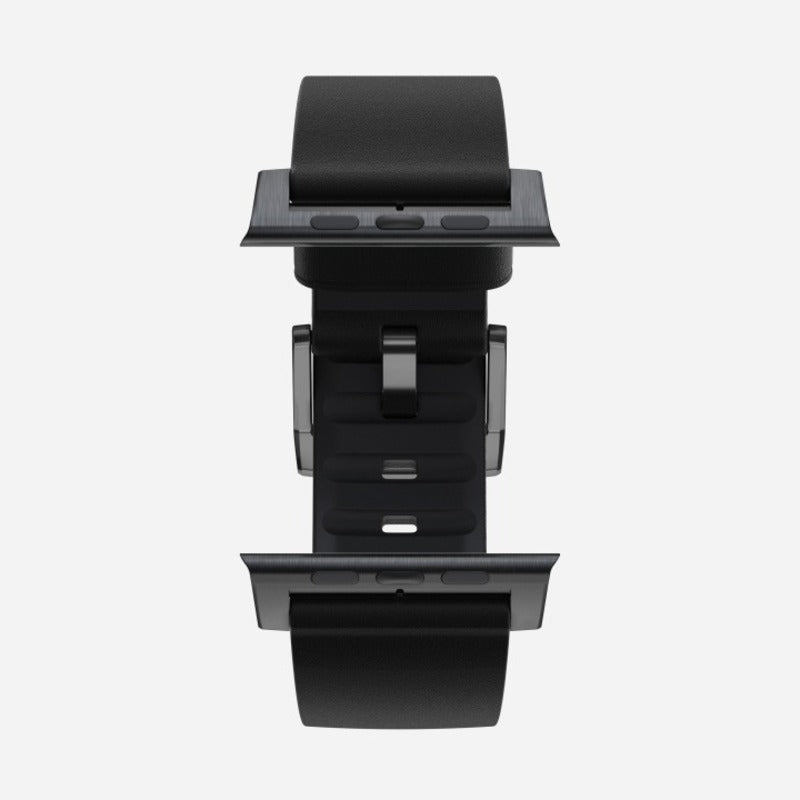 Nomad Active Band Pro for Apple Watch Ultra 1-3, Series 4-11, SE 44-49mm Black Hardware Leather Bracelet - Black - Mac Addict