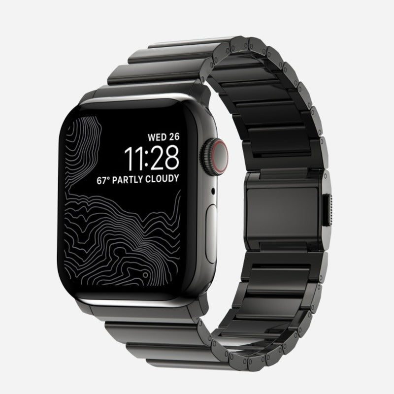 Nomad Steel Band for Apple Watch Ultra 1-3, Series 4-11, SE 44-49mm Graphite Hardware Bracelet - Graphite