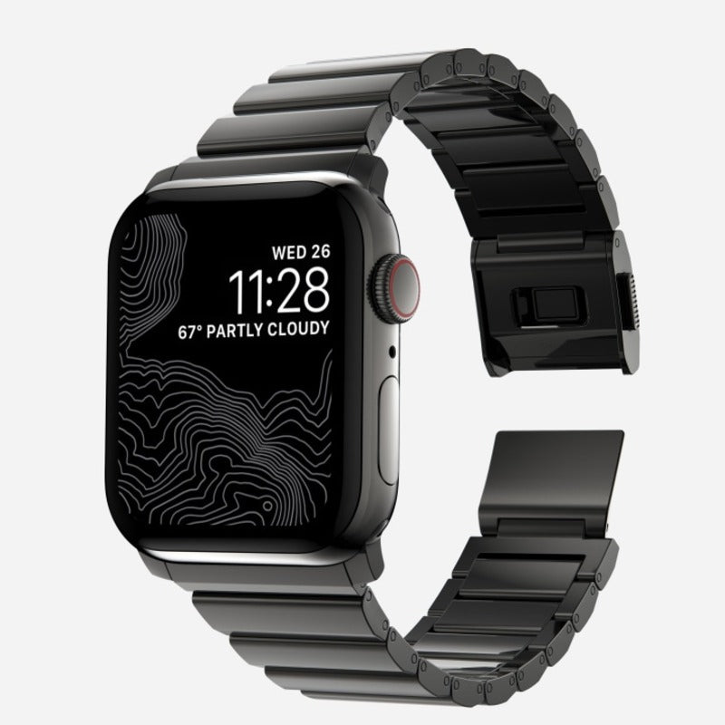 Nomad Steel Band for Apple Watch Ultra 1-3, Series 4-11, SE 44-49mm Graphite Hardware Bracelet - Graphite