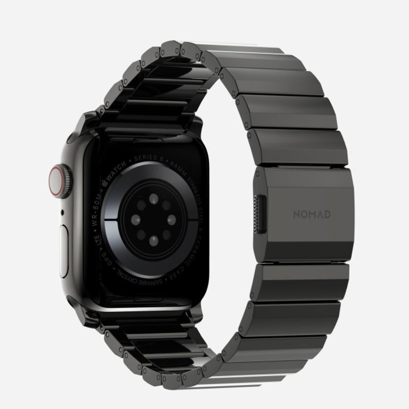 Nomad Steel Band for Apple Watch Ultra 1-3, Series 4-11, SE 44-49mm Graphite Hardware Bracelet - Graphite