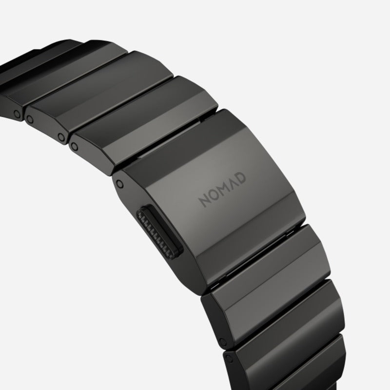 Nomad Steel Band for Apple Watch Ultra 1-3, Series 4-11, SE 44-49mm Graphite Hardware Bracelet - Graphite