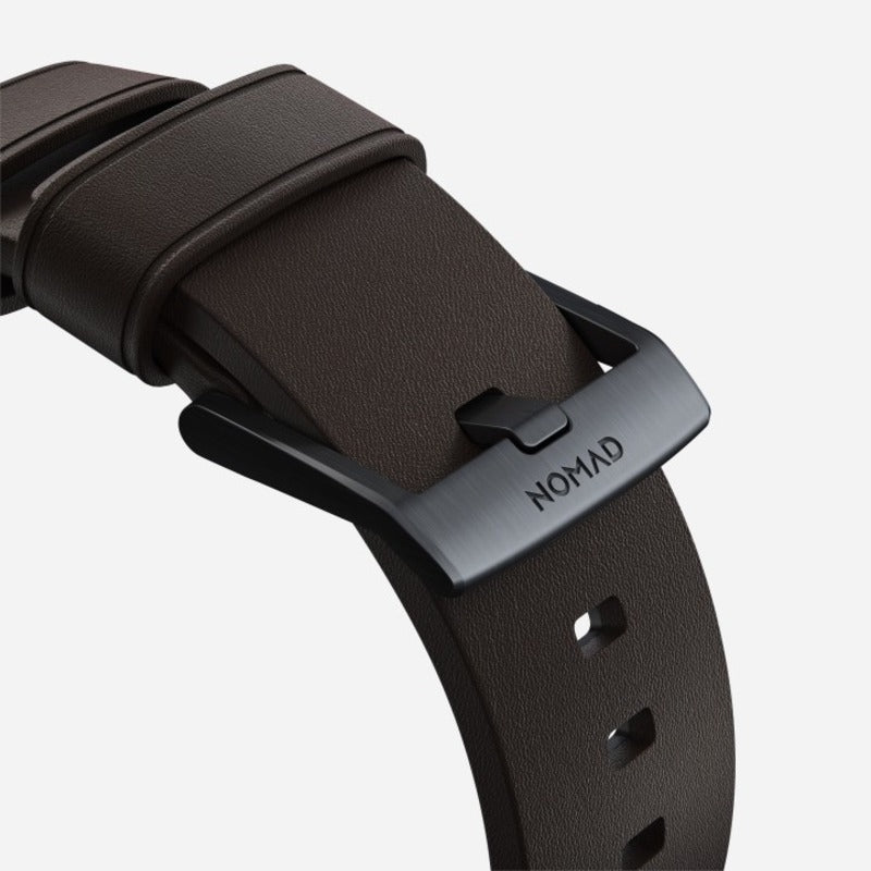 Nomad Active Band Pro for Apple Watch Ultra 1-3, Series 4-11, SE 44-49mm Black Hardware Leather Bracelet - Classic Brown - Mac Addict
