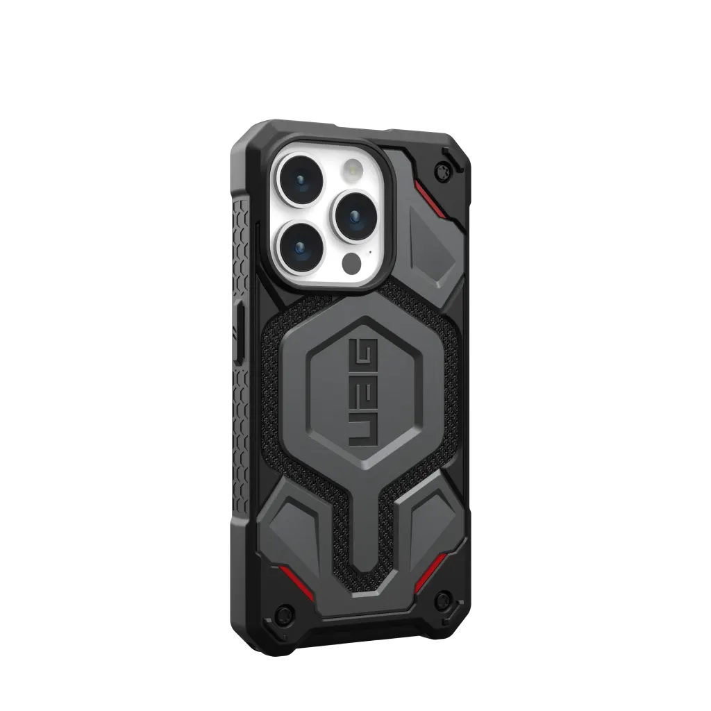 UAG Monarch Pro Rugged MagSafe Case iPhone 15 Pro 6.1 Kevlar Silver