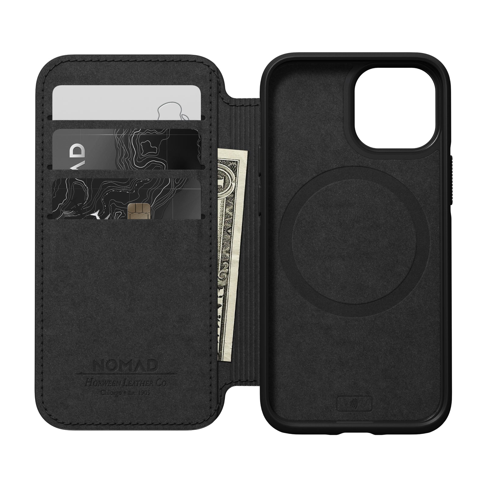 Nomad Modern Leather Folio w/ MagSafe For iPhone 13 mini - RUSTIC BROWN - Mac Addict