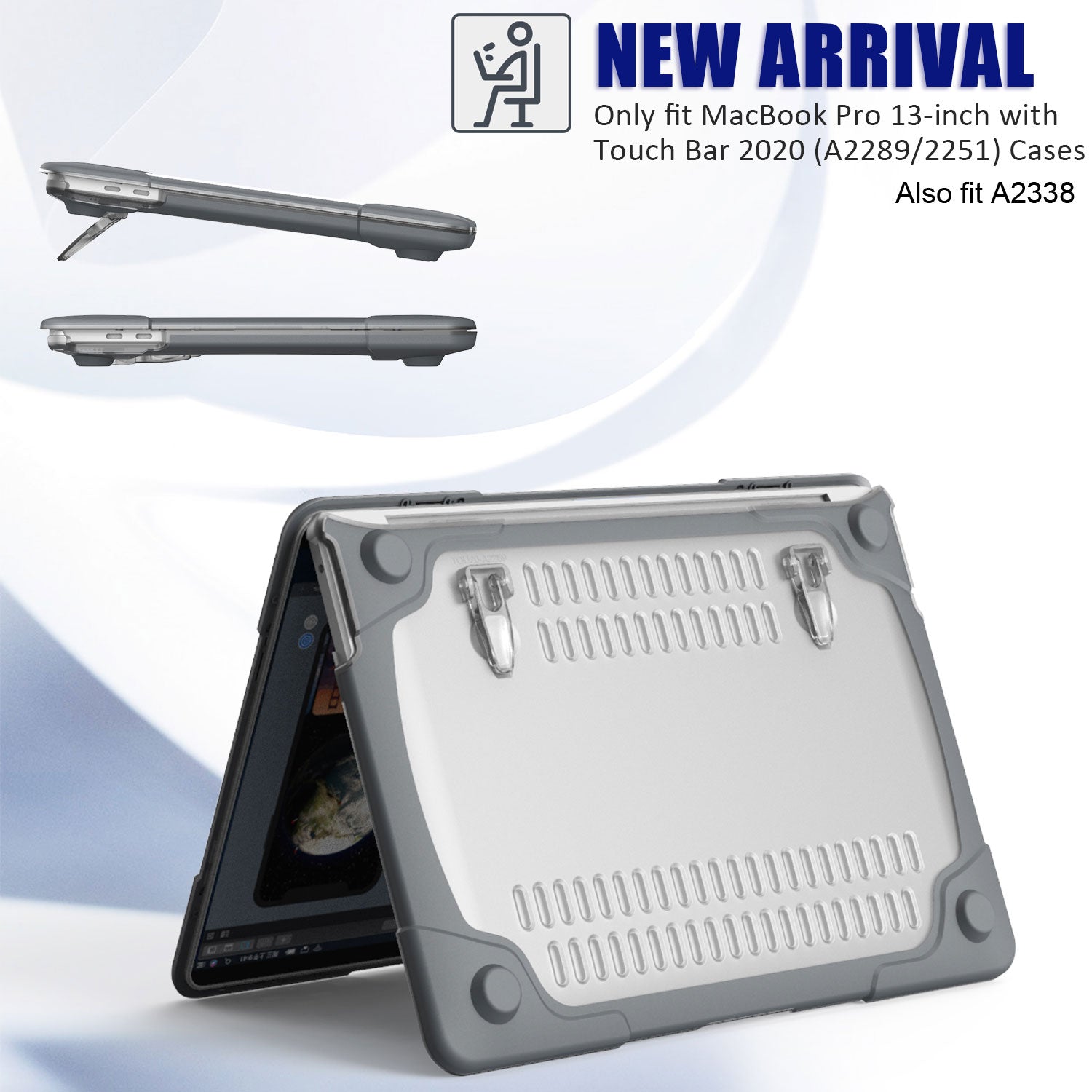 Rugged Protective & Heavy Duty Case Macbook Pro 13 (2020 & 2021) - Clear Grey