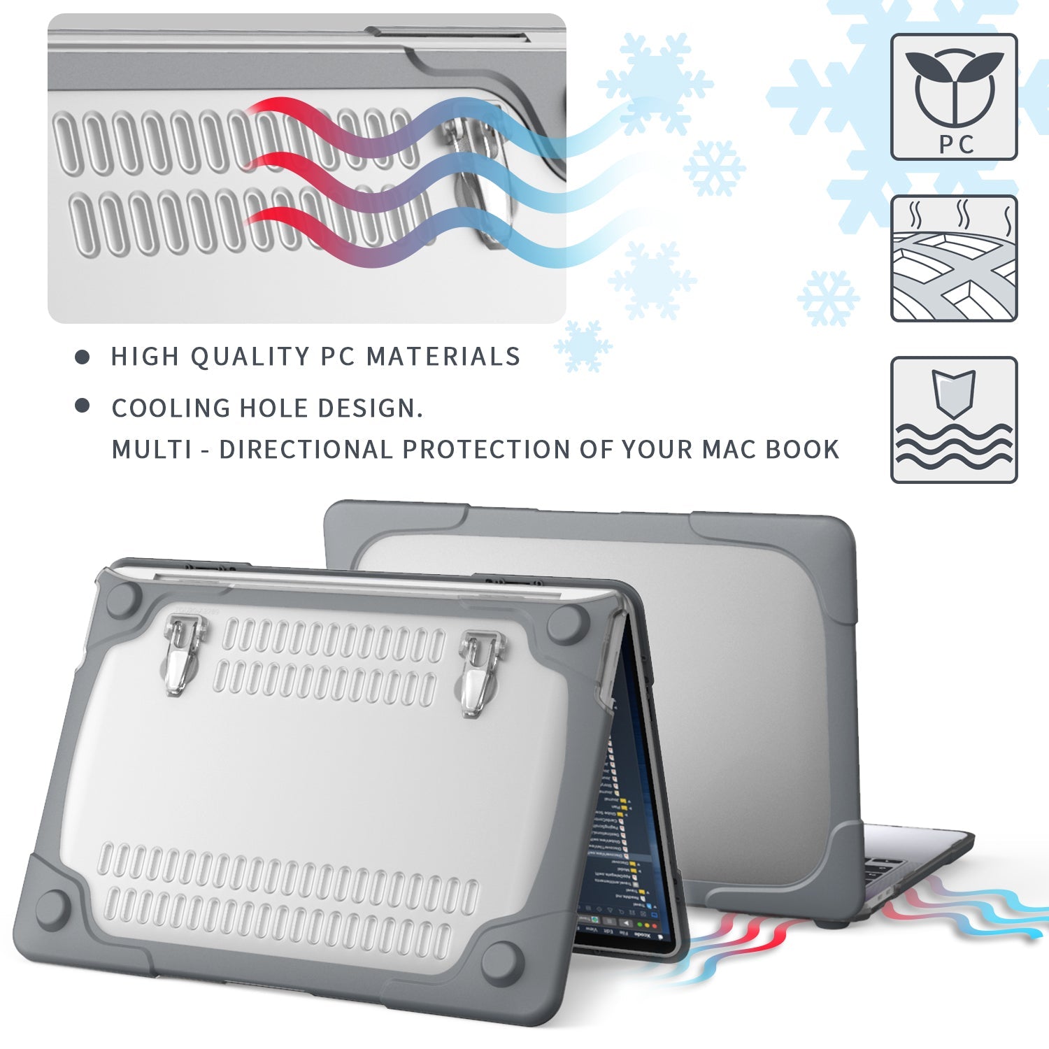 Rugged Protective & Heavy Duty Case Macbook Pro 13 (2020 & 2021) - Clear Grey