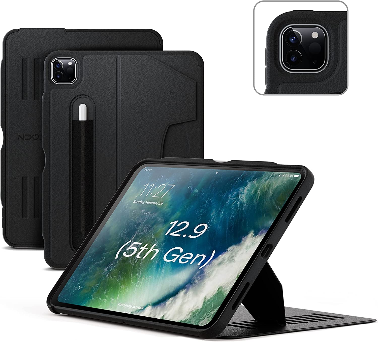 Zugu Magnetic Rugged Folio Case iPad Pro 12.9 in 5th / 6th Gen - Black