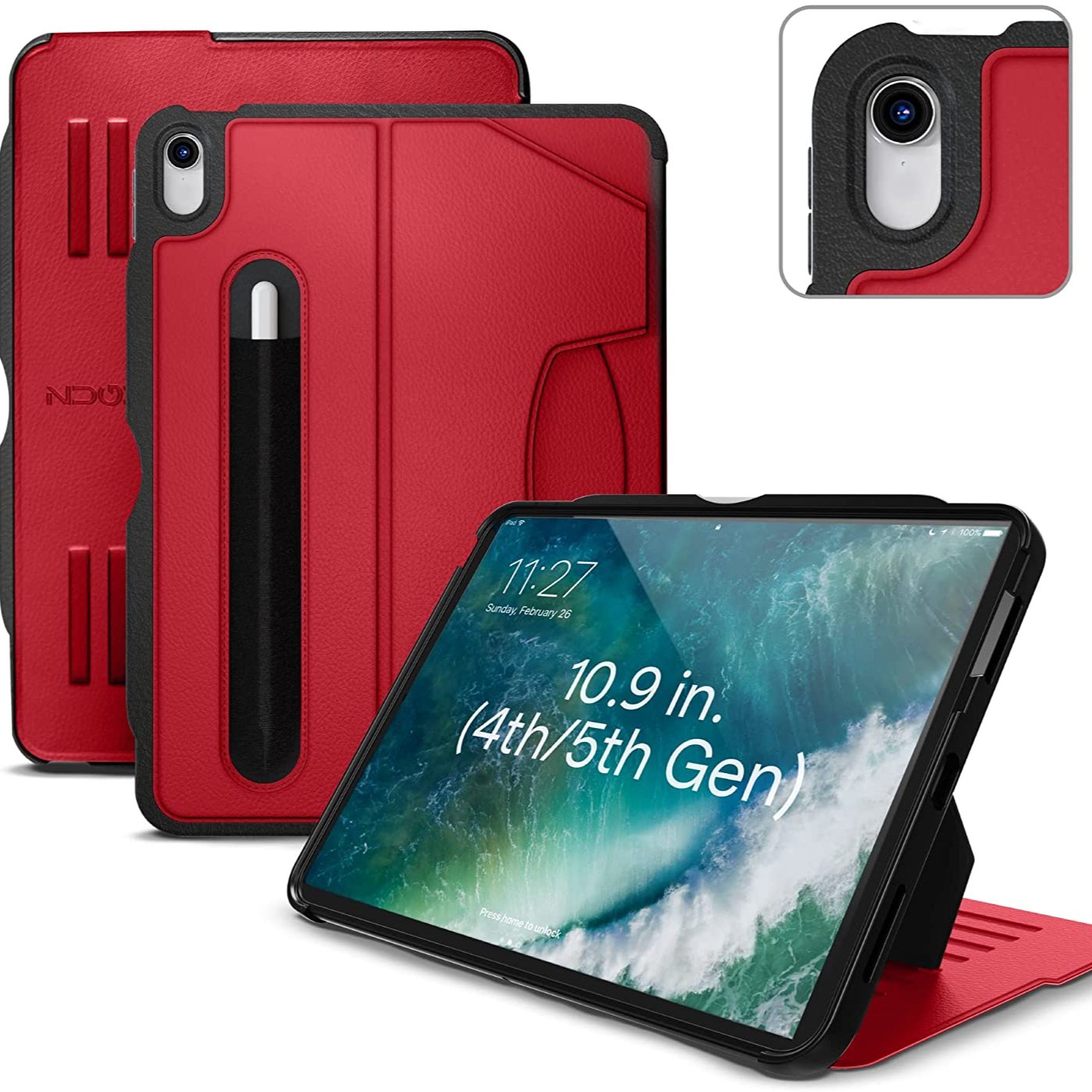 Zugu iPad Case for iPad Air 11 M2 and Air 4/5 - Red