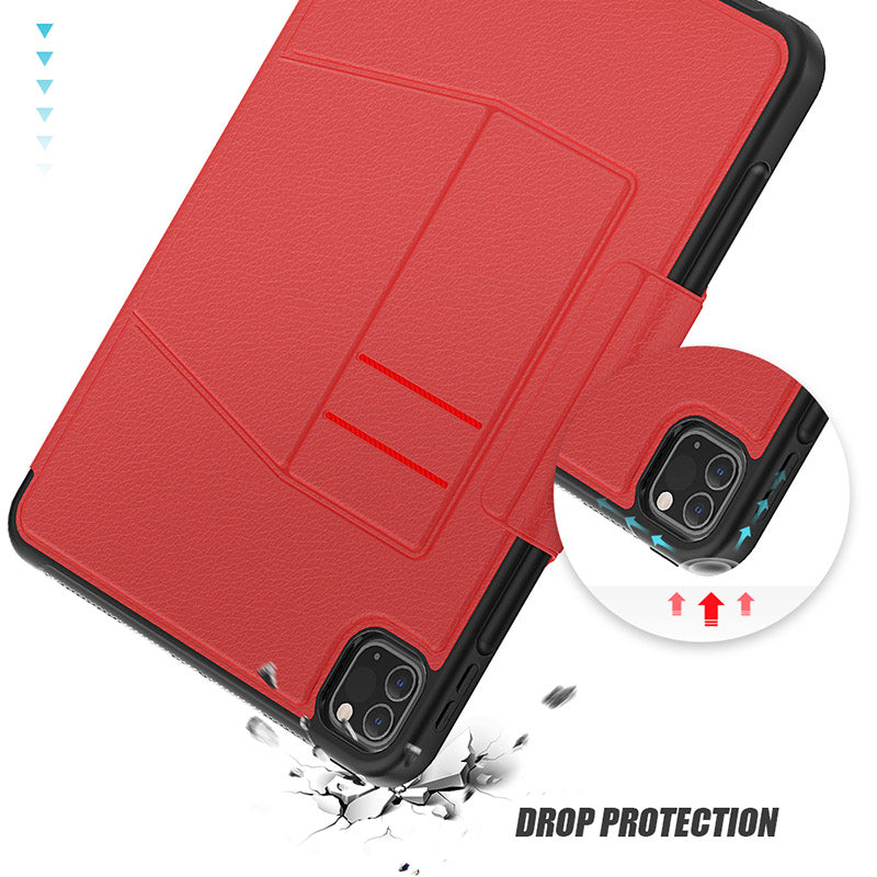 Folio Synthetic Leather Folio Case iPad Pro 11 & Air 5 & 4 with Kickstand - Red