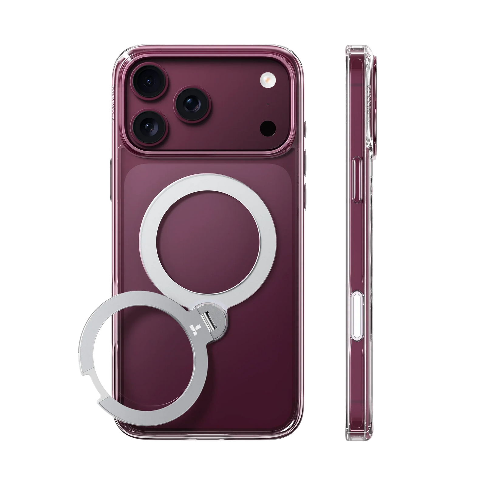Ostand Q3 Spin MagSafe Case iPhone 18 Pro in Clear/Silver - Torras
