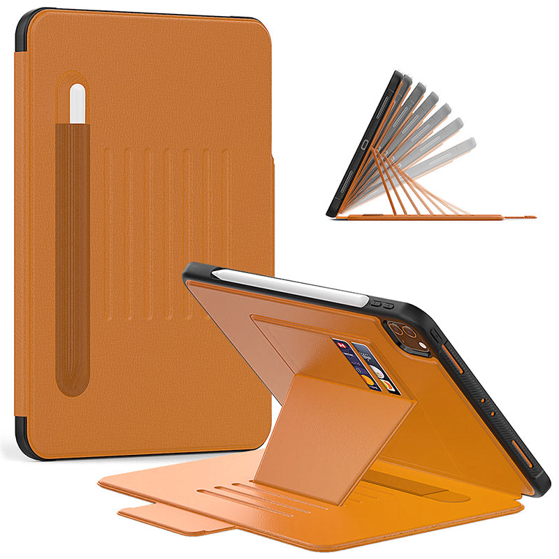Folio Synthetic Leather Folio Case iPad Pro 11 & Air 5 & 4 with Kickstand - Brown - Mac Addict