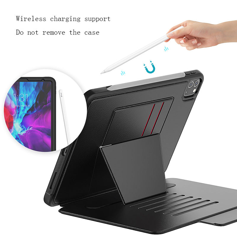 Folio Synthetic Leather Folio Case iPad Pro 11 & Air 5 & 4 with Kickstand - Black - Mac Addict