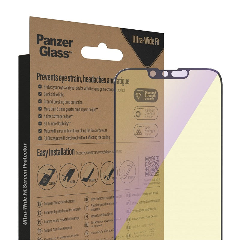 PanzerGlass UltraWide Fit AntiBluelight Screen Protector For iPhone 14