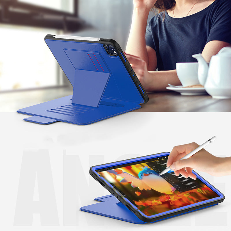 Folio Synthetic Leather Folio Case iPad Pro 11 & Air 5 & 4 with Kickstand - Blue