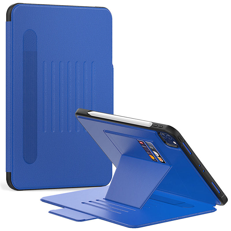 Folio Synthetic Leather Folio Case iPad Pro 11 & Air 5 & 4 with Kickstand - Blue - Mac Addict