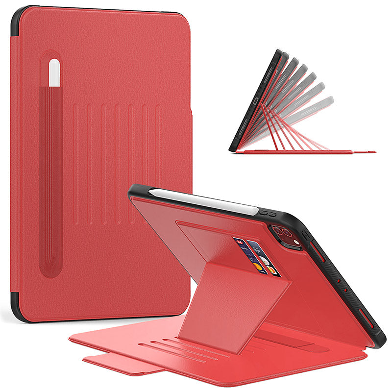 Folio Synthetic Leather Folio Case iPad Pro 11 & Air 5 & 4 with Kickstand - Red - Mac Addict