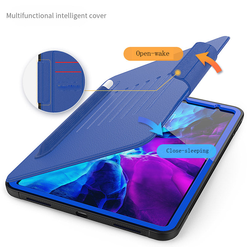 Folio Synthetic Leather Folio Case iPad Pro 11 & Air 5 & 4 with Kickstand - Blue