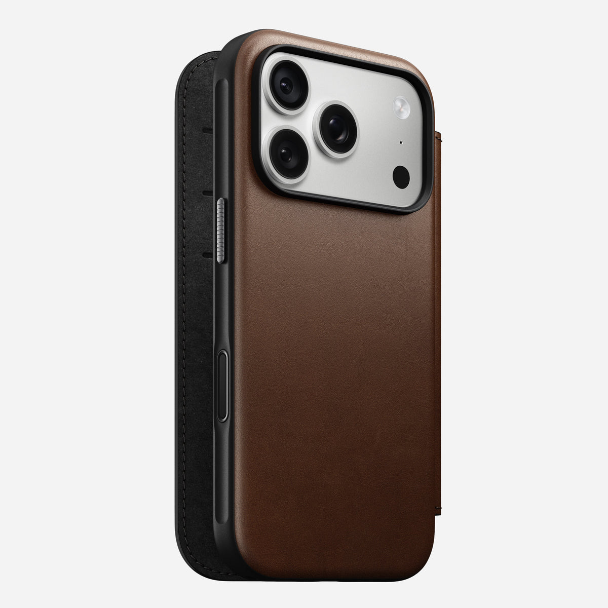 Modern Leather Folio Case for iPhone 18 Pro 6.3 in Brown Ecco - Nomad