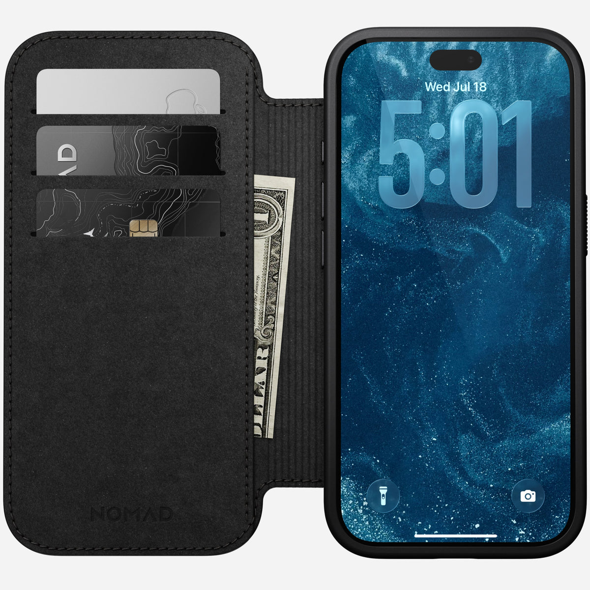 Modern Leather Folio Case for iPhone 18 Pro 6.3 in Brown Ecco - Nomad