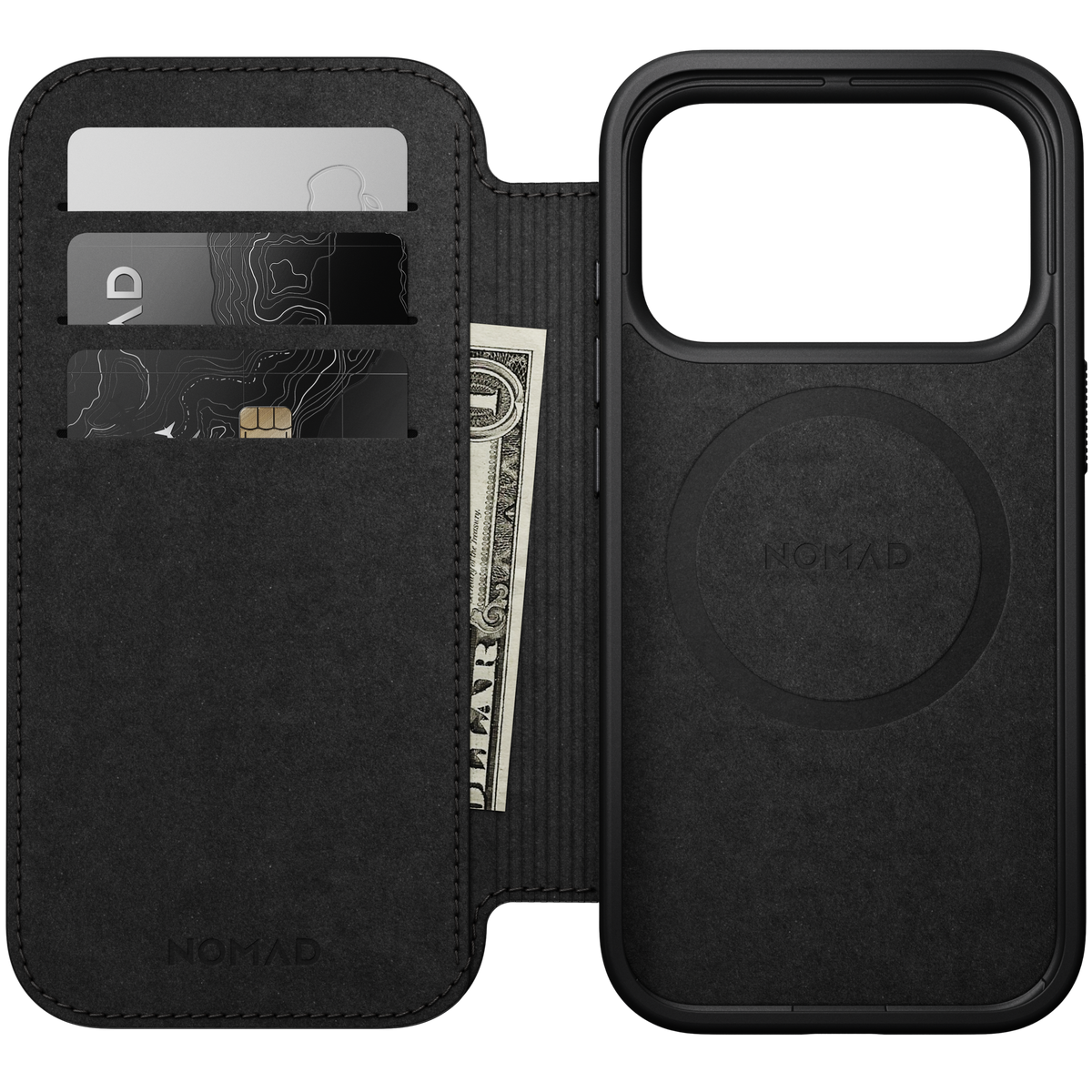Modern Leather Folio Case for iPhone 18 Pro 6.3 in Black Ecco - Nomad