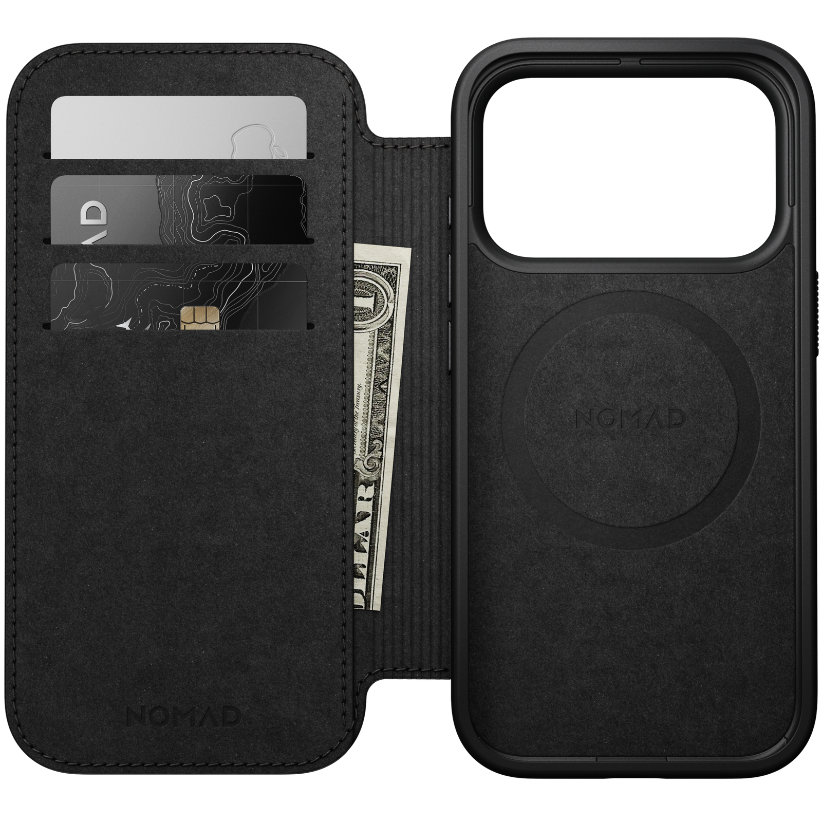 Modern Leather Folio Case for iPhone 18 Pro 6.3 in Black Ecco - Nomad