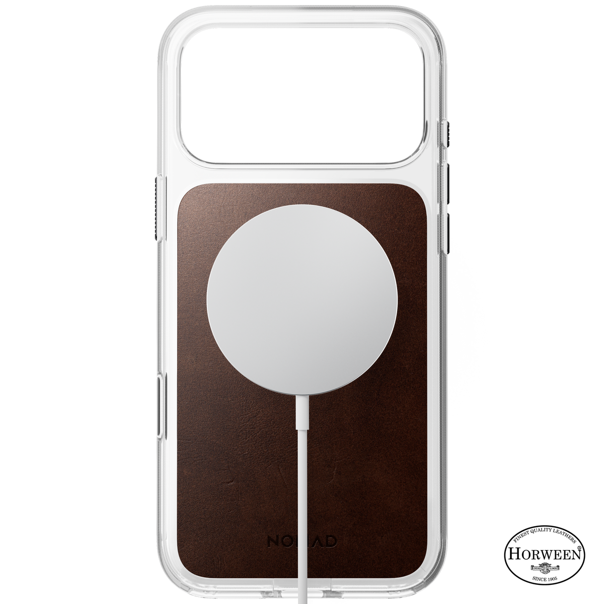 Clear + Leather Case for iPhone 18 Pro Max 6.9 in Rustic Brown Horween - Nomad