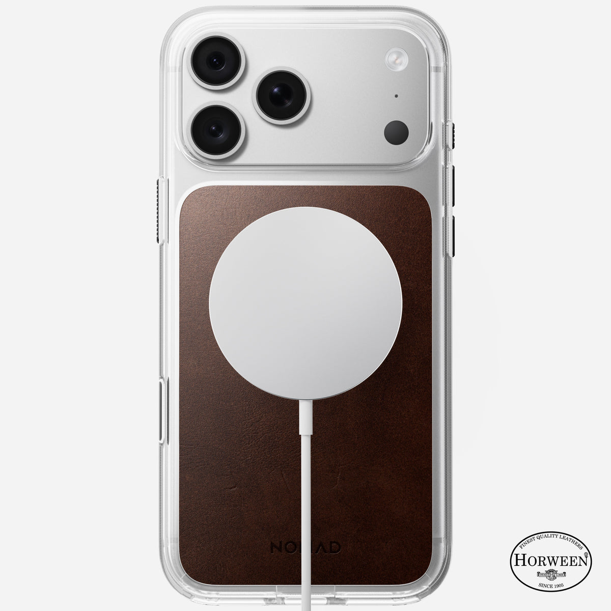 Clear + Leather Case for iPhone 18 Pro Max 6.9 in Rustic Brown Horween - Nomad