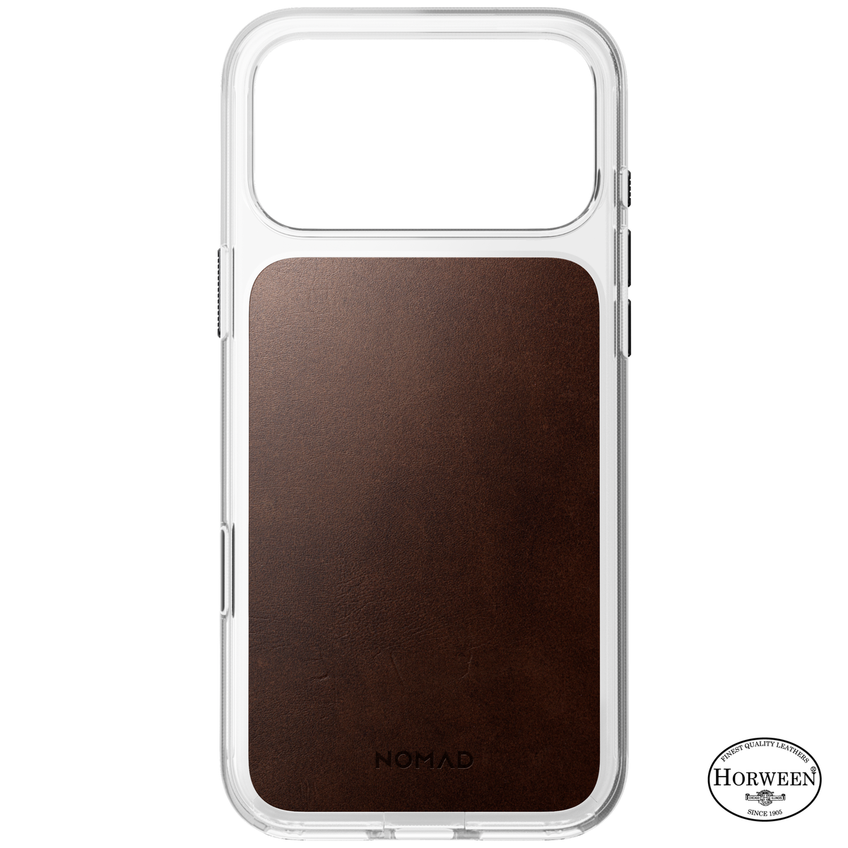 Clear + Leather Case for iPhone 18 Pro Max 6.9 in Rustic Brown Horween - Nomad
