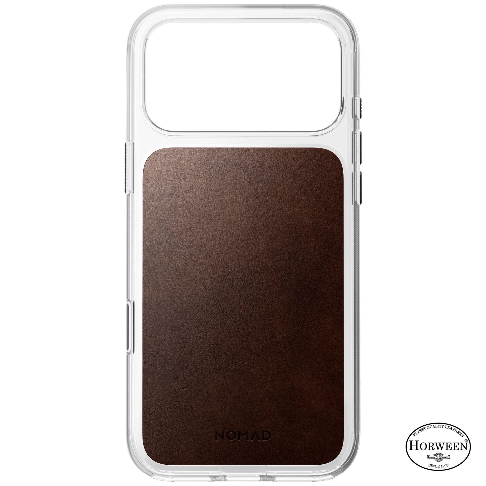 Clear + Leather Case for iPhone 18 Pro Max 6.9 in Rustic Brown Horween - Nomad