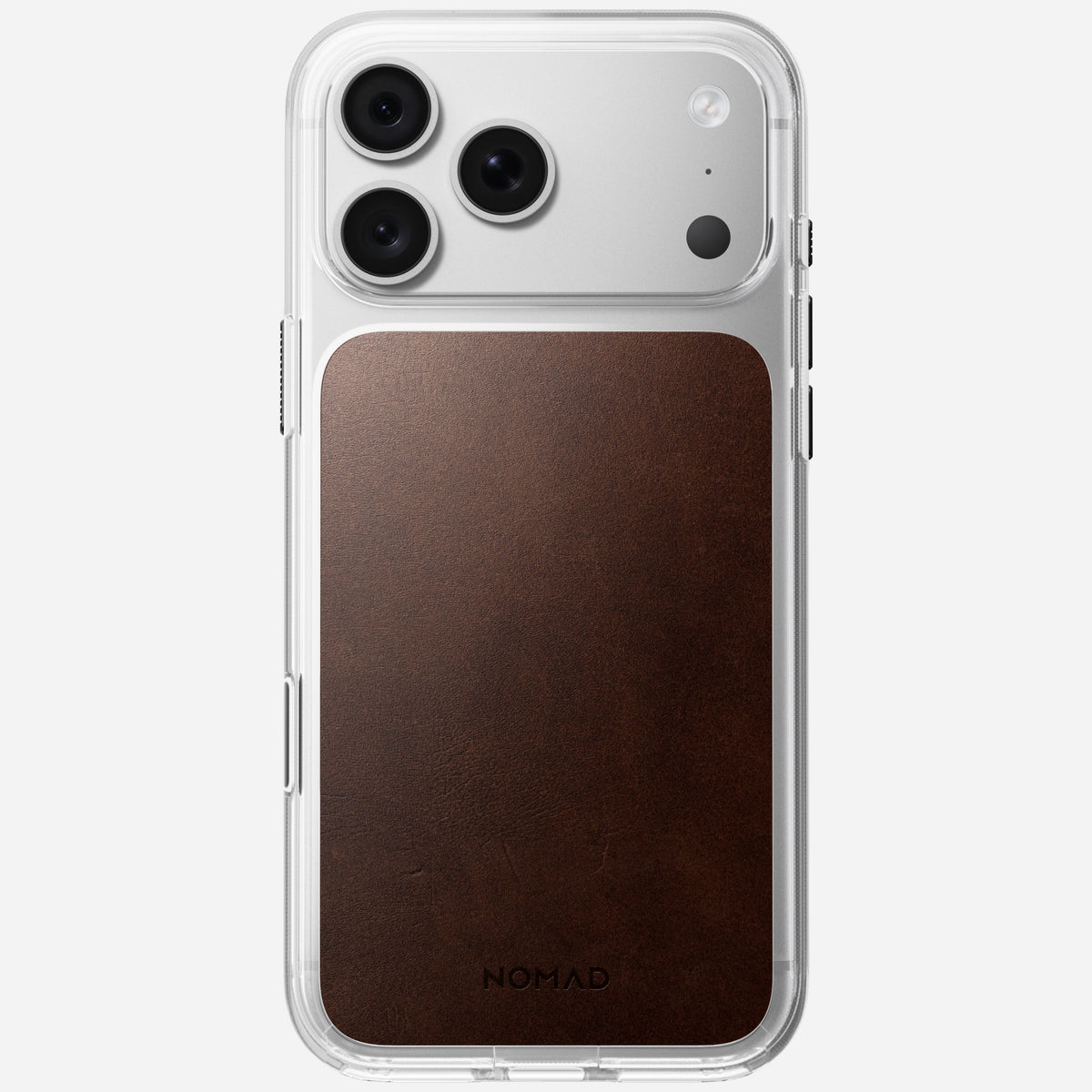 Clear + Leather Case for iPhone 18 Pro Max 6.9 in Rustic Brown Horween - Nomad