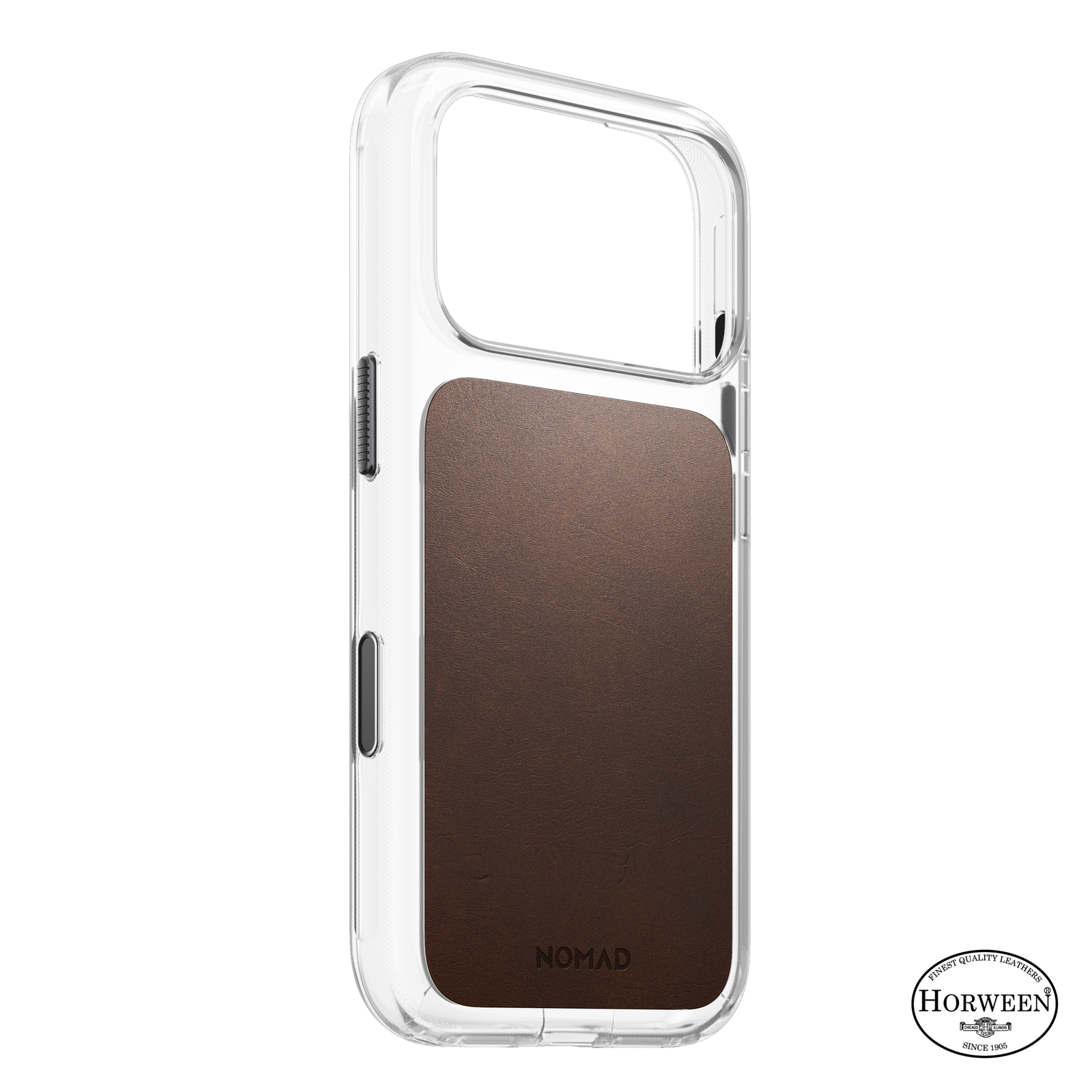 Clear + Leather Case for iPhone 18 Pro 6.3 in Rustic Brown Horween - Nomad