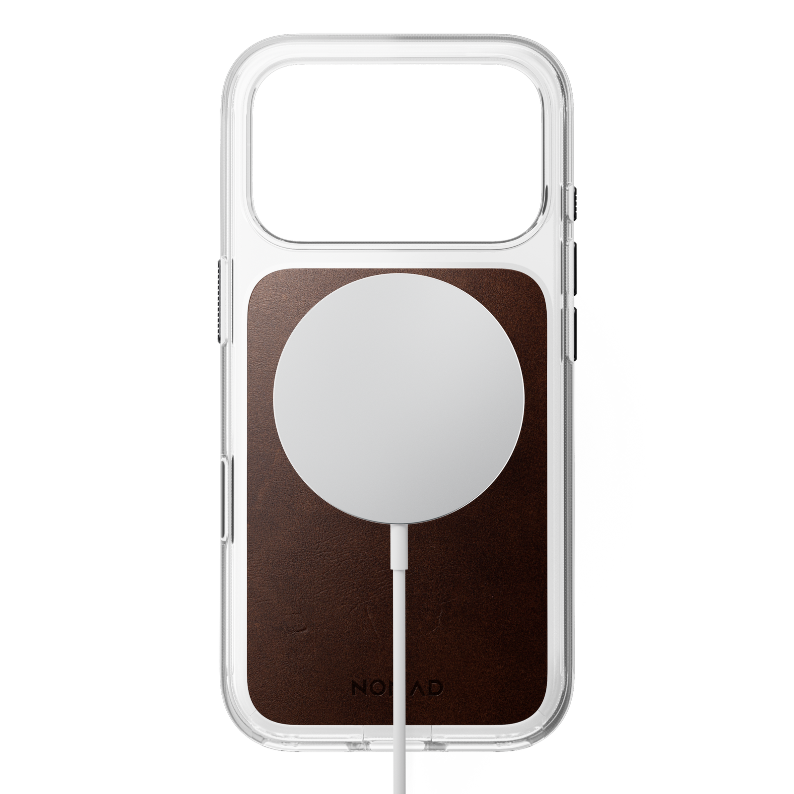 Clear + Leather Case for iPhone 18 Pro 6.3 in Rustic Brown Horween - Nomad
