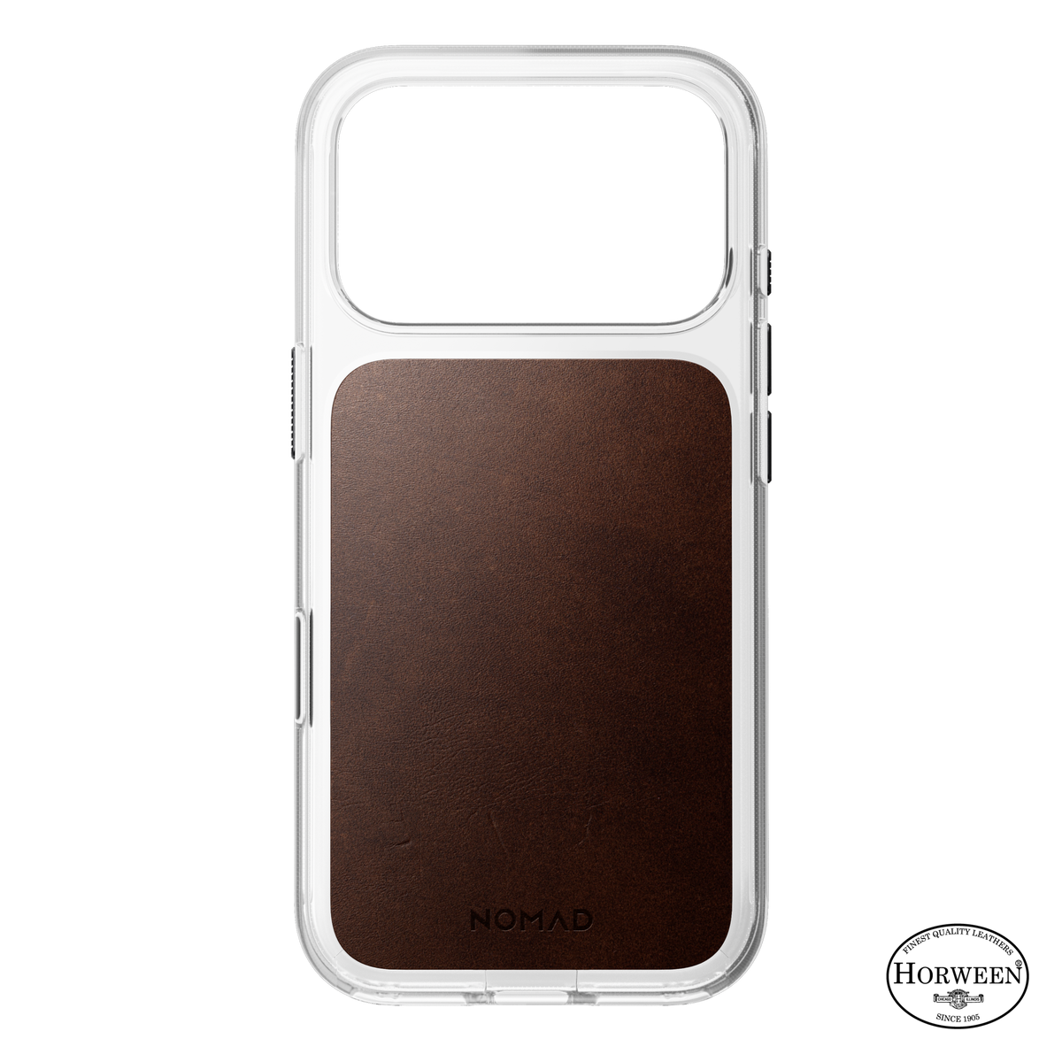 Clear + Leather Case for iPhone 18 Pro 6.3 in Rustic Brown Horween - Nomad