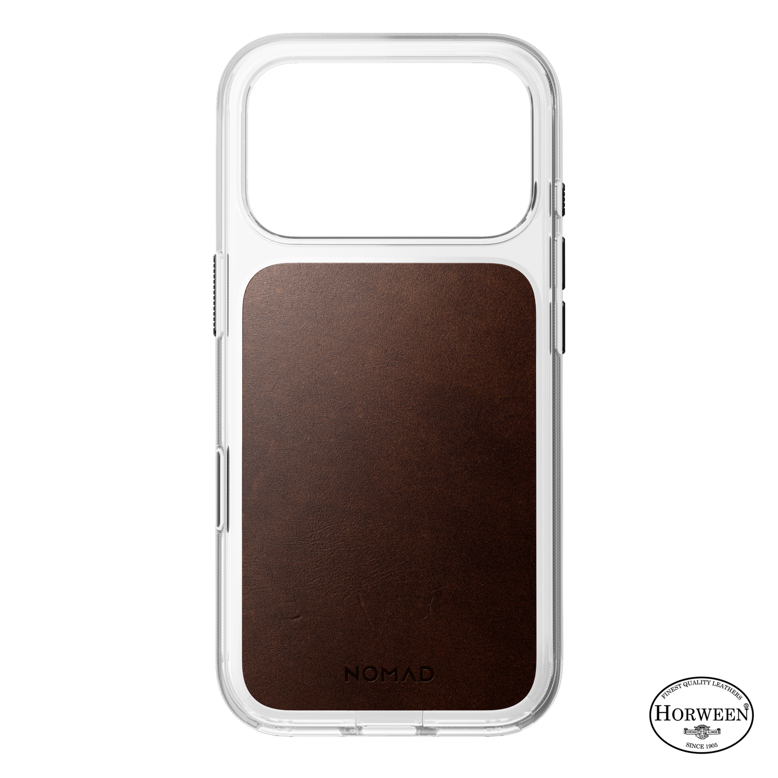Clear + Leather Case for iPhone 18 Pro 6.3 in Rustic Brown Horween - Nomad