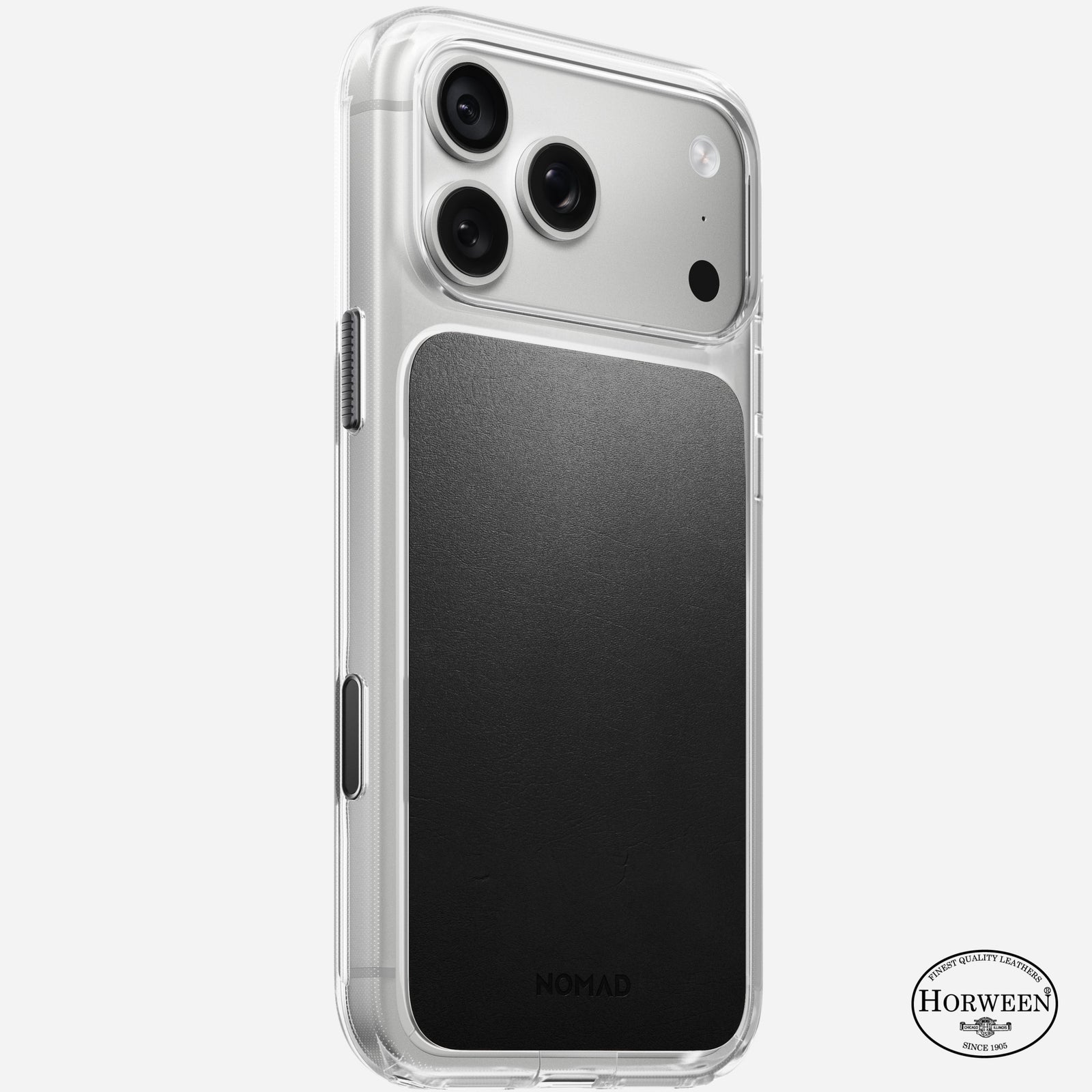 Clear + Leather Case for iPhone 18 Pro 6.3 in Black Horween - Nomad