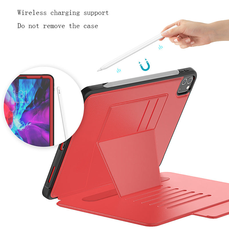 Folio Synthetic Leather Folio Case iPad Pro 11 & Air 5 & 4 with Kickstand - Red