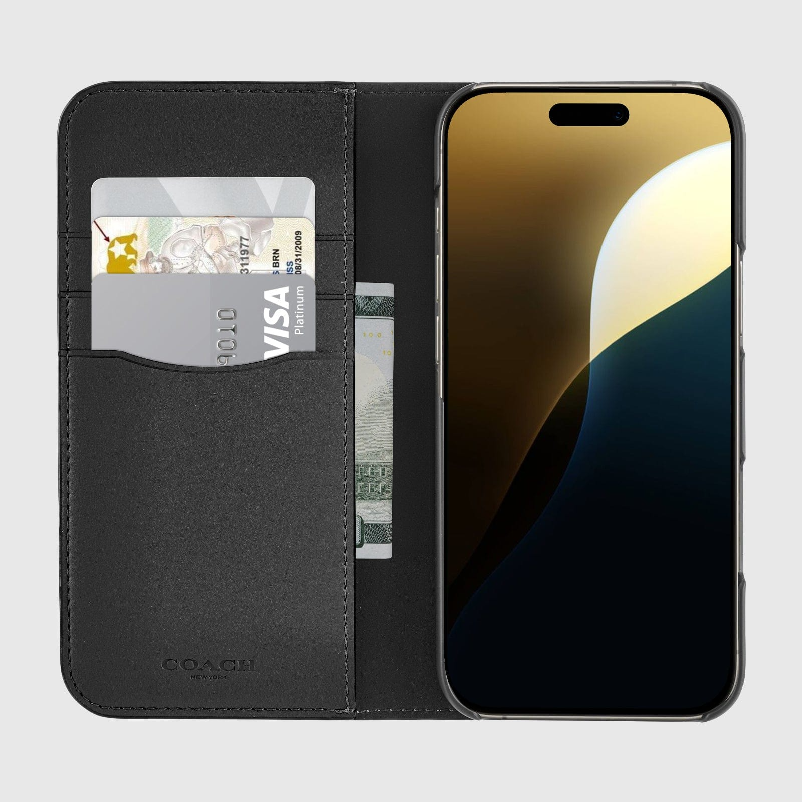 Coach Folio Case Signature for iPhone 16 Pro Max - Charcoal