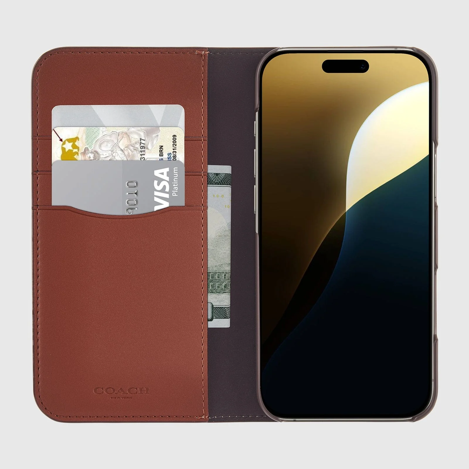 Coach Folio Case Signature for iPhone 16 Pro Max - Tan