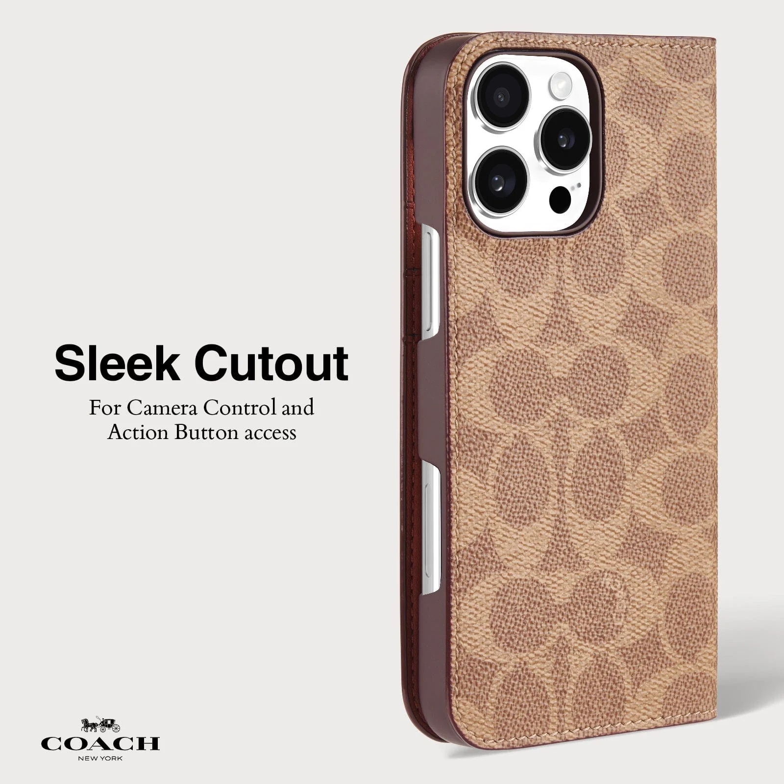 Coach Folio Case Signature for iPhone 16 Pro Max - Tan