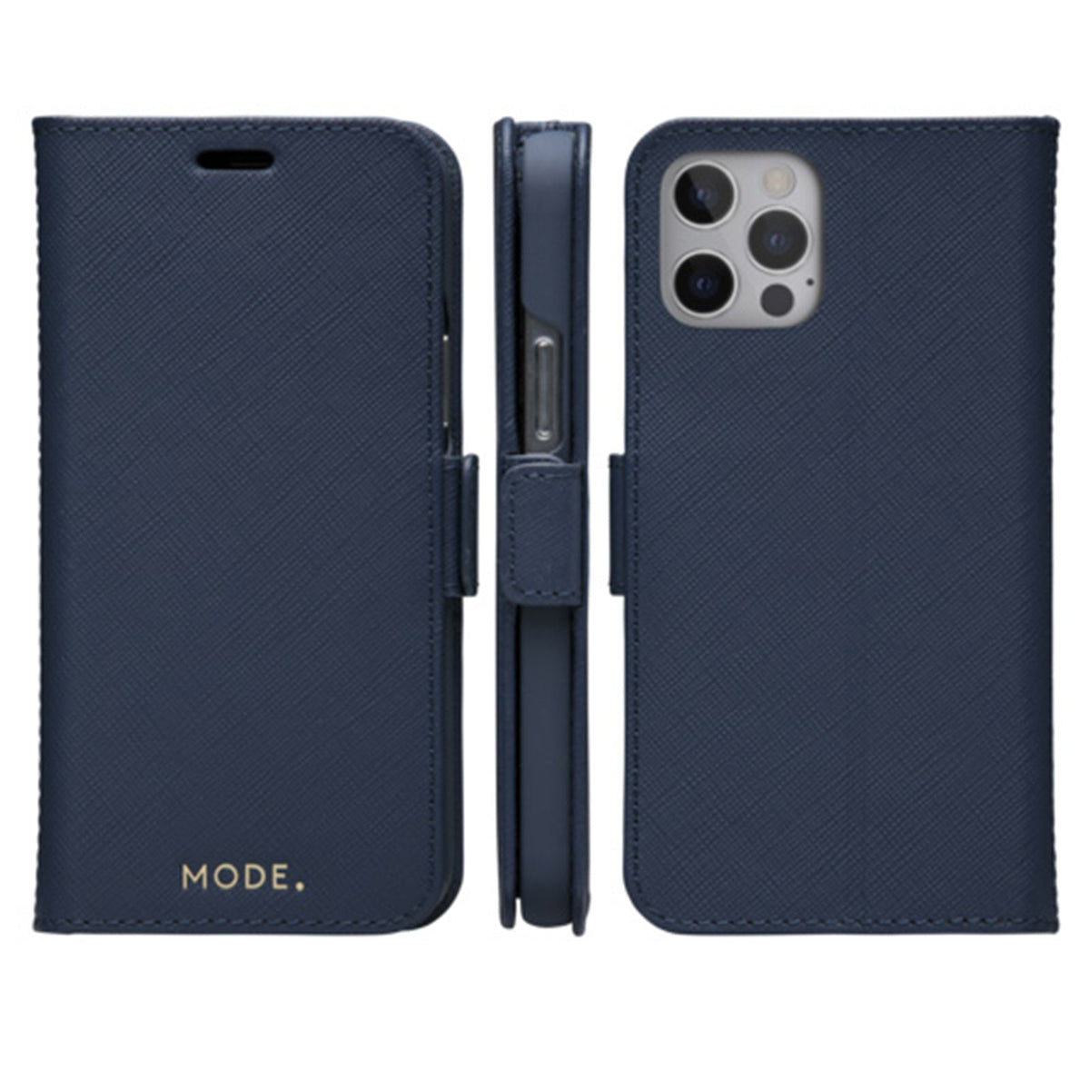 Dbramante1928 Milano Saffiano Leather Folio Case iPhone 12 / 12 Pro - Ocean Blue