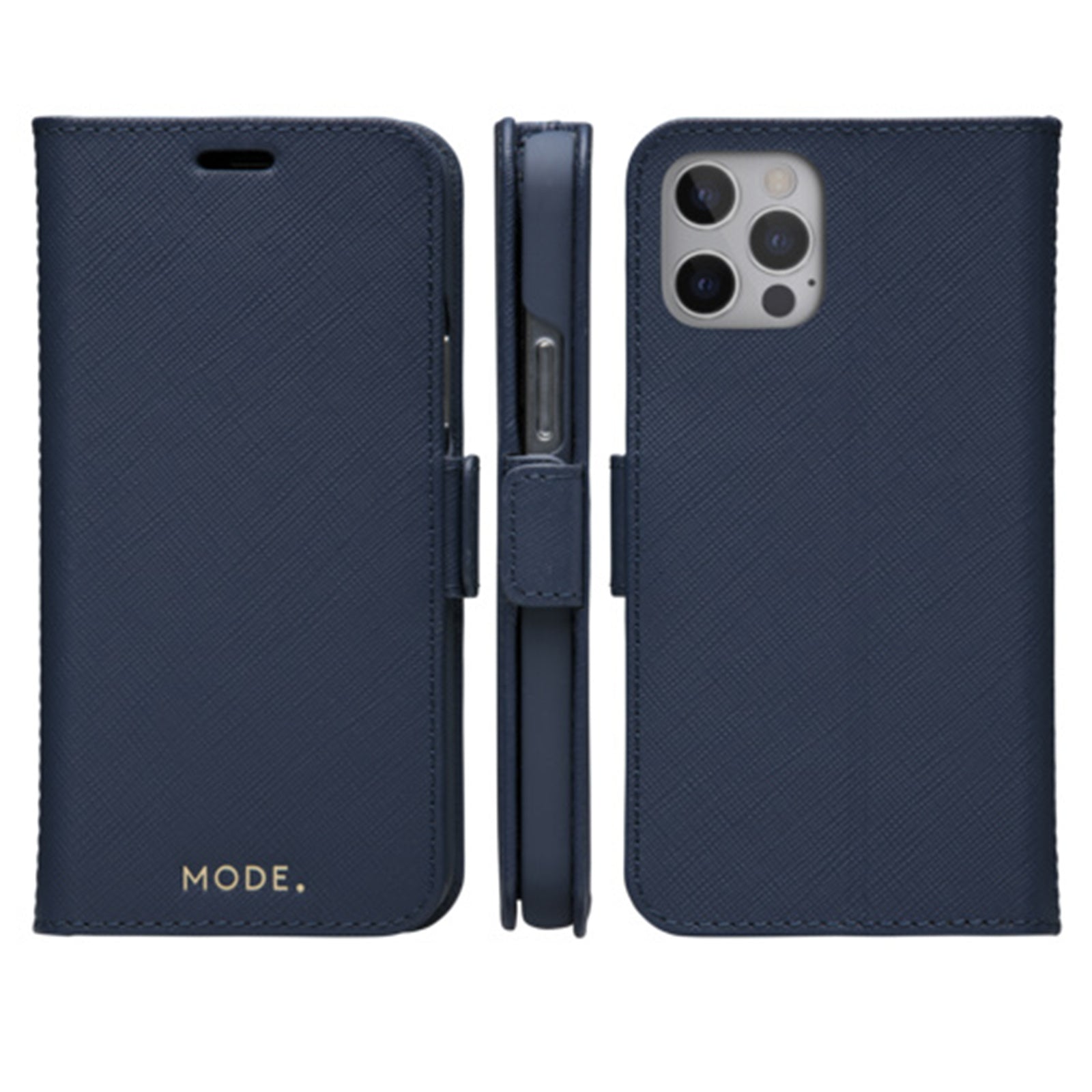 Dbramante1928 Milano Saffiano Leather Folio Case iPhone 12 / 12 Pro - Ocean Blue